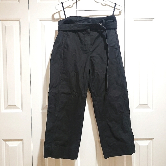 Aritzia Babaton Black Linen Blend Wide Leg Culotte Pants With Detachable Belt - Picture 1 of 9